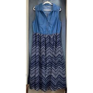 Speed Control New York Womens Blue Maxi Dress lined Sleeveless V Neck Dress